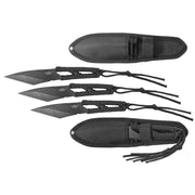 Set de 3 cuchillos arrojadizos full-tang con paracord y funda de nylon