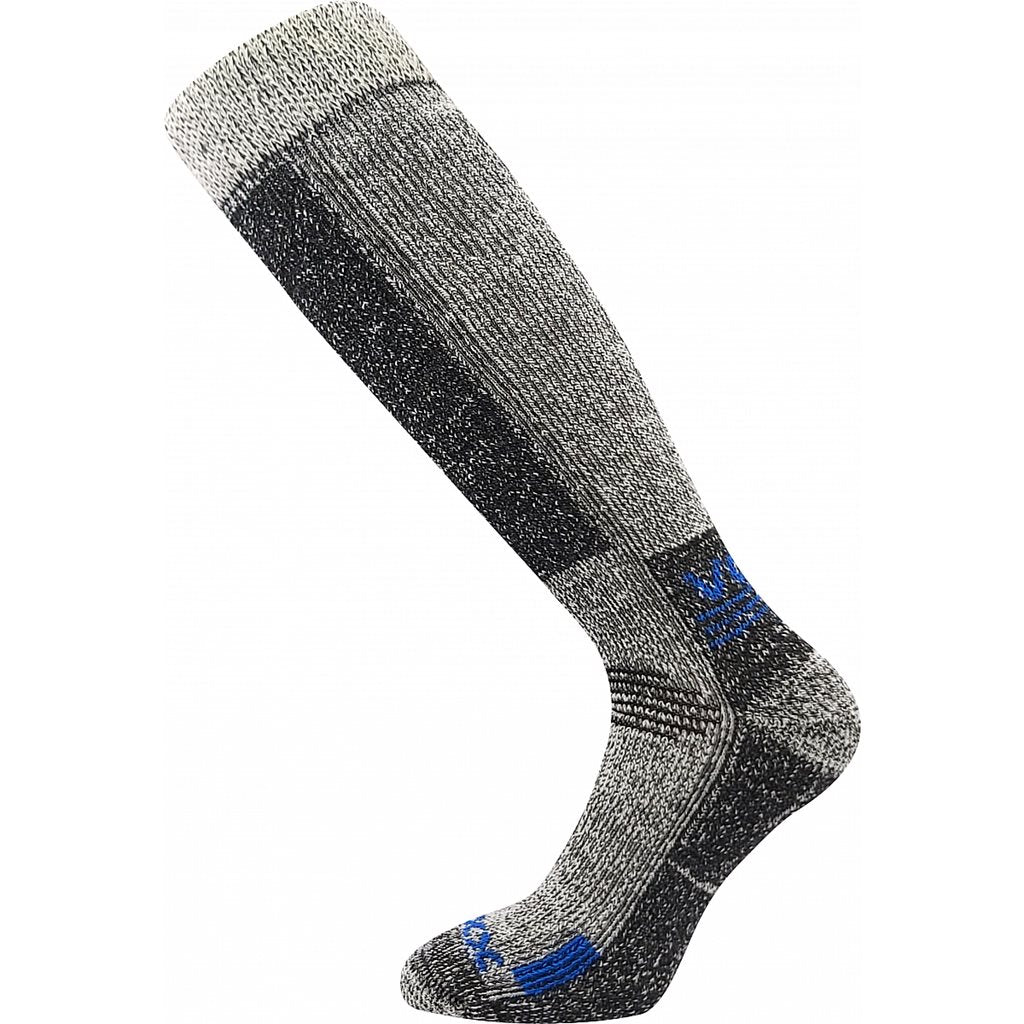 Calcetines ORBIT por la rodilla de lana merino y COOLMAX, grises y azules