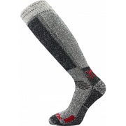 Calcetines ORBIT hasta la rodilla gris y rojo de lana merino y COOLMAX®