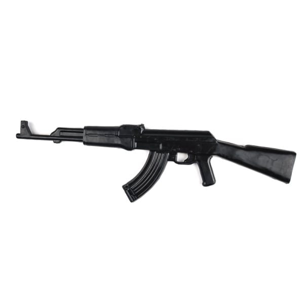 Réplica de entrenamiento AK-47 de goma negra con refuerzo metálico interior