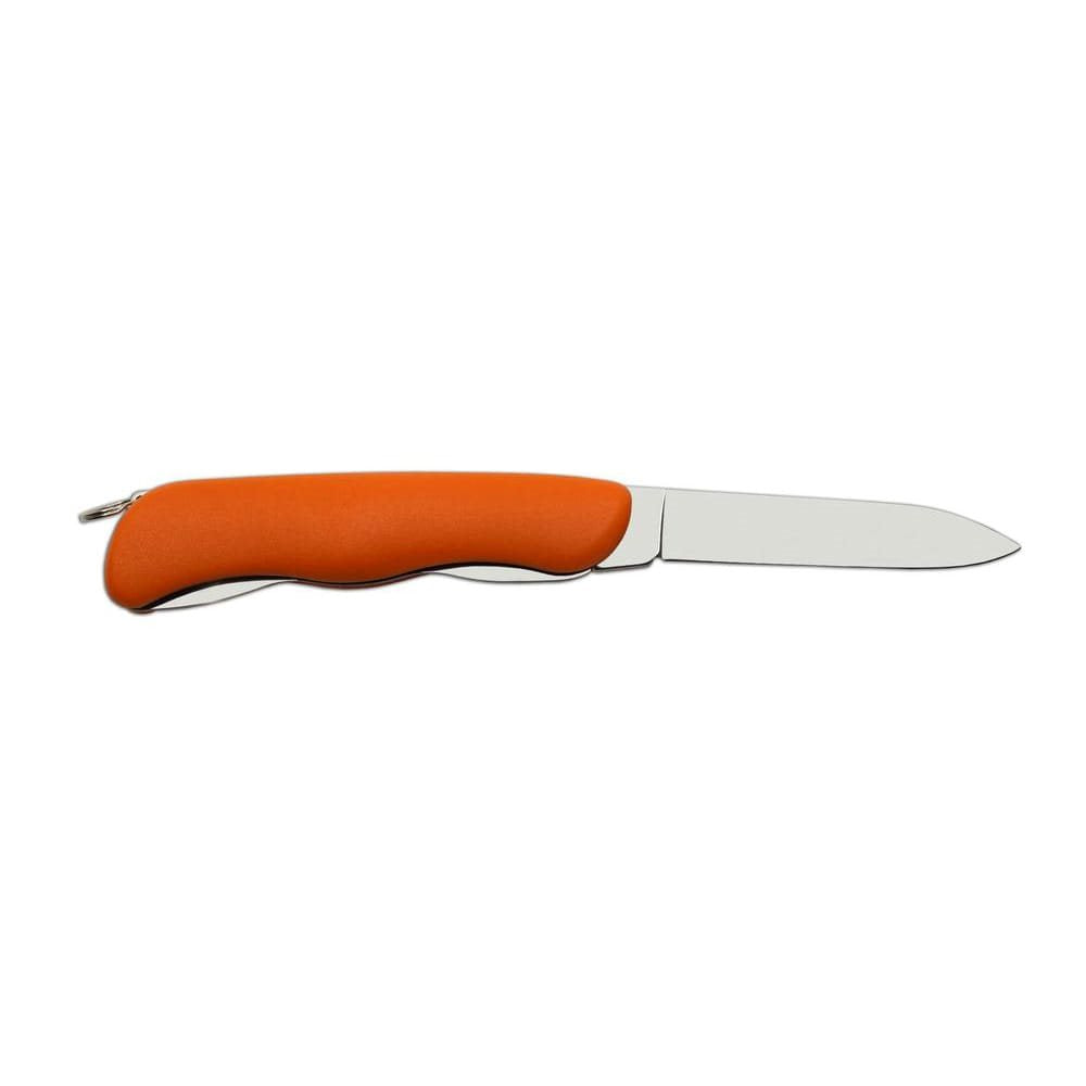 Navaja plegable Praktik con hoja de acero inoxidable 420 (53–55 HRC) y mango plastico naranja con seguro