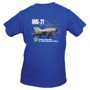 Camiseta azul con estampado MIG-21 en el pecho