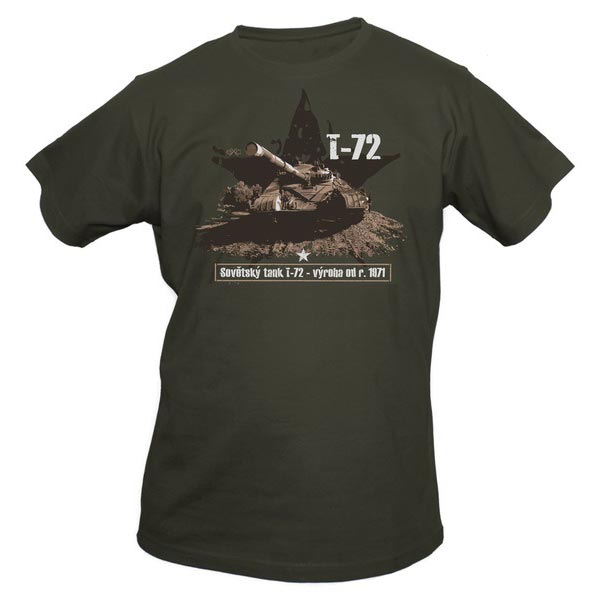 Camiseta con estampado del tanque T-72 en serigrafía, 100% algodón