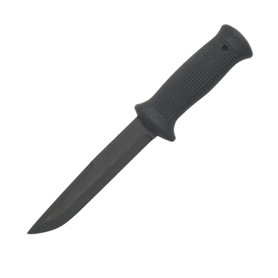 Cuchillo UTON 362-OG negro, hoja 140 mm de acero GR 1070, mango de goma con orificio para paracord