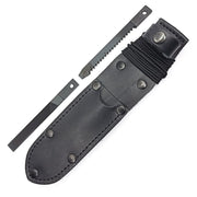 Funda de cuero negra UTON 362-OG con sierra, lima y paracord para cuchillo MIKOV