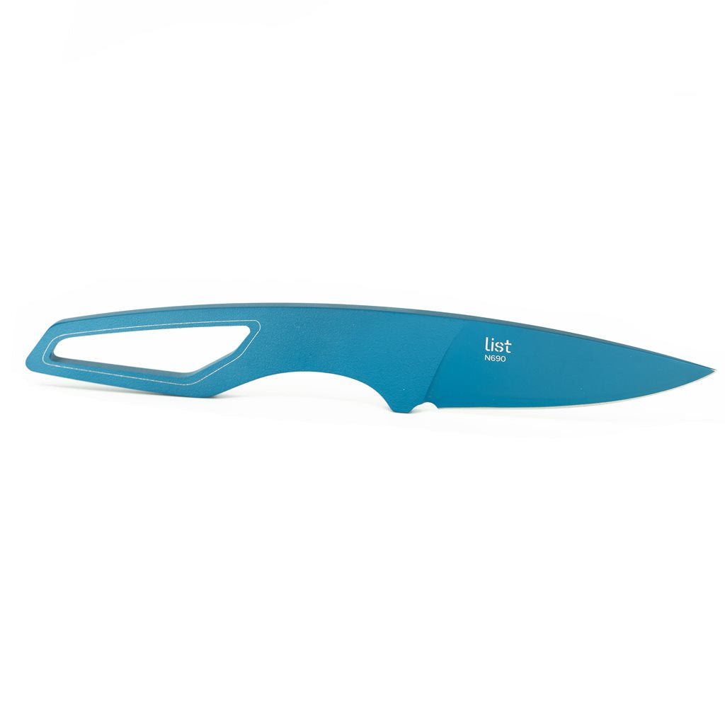 Cuchillo LIST azul con funda kydex y hoja lisa de acero N690