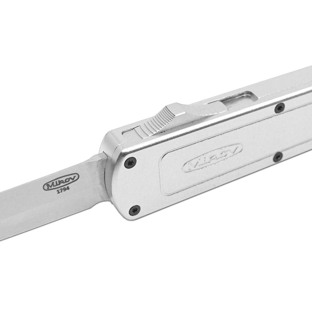 Cuchillo automático RAPTOR plateado, versión moderna del Mikov Mackie