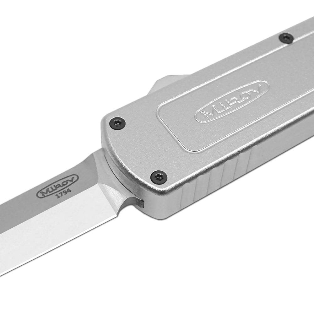 Cuchillo automático RAPTOR plateado, versión moderna del Mikov Mackie