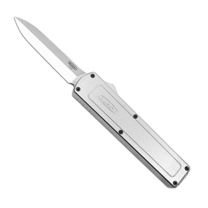 Cuchillo automático RAPTOR plateado, versión moderna del Mikov Mackie