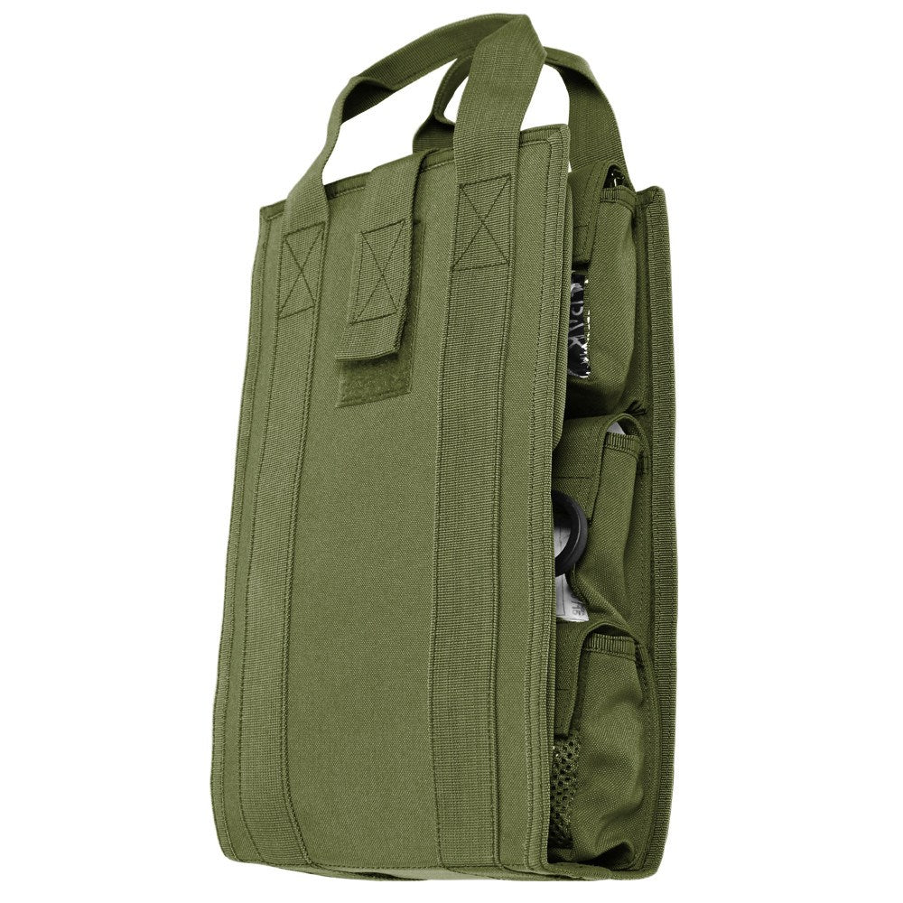 Inserto universal para mochila verde, dimensiones aprox. 220×410×76 mm — fácil organización y extracción
