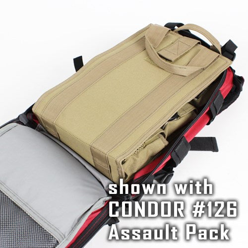 Inserto universal para mochila verde, dimensiones aprox. 220×410×76 mm — fácil organización y extracción