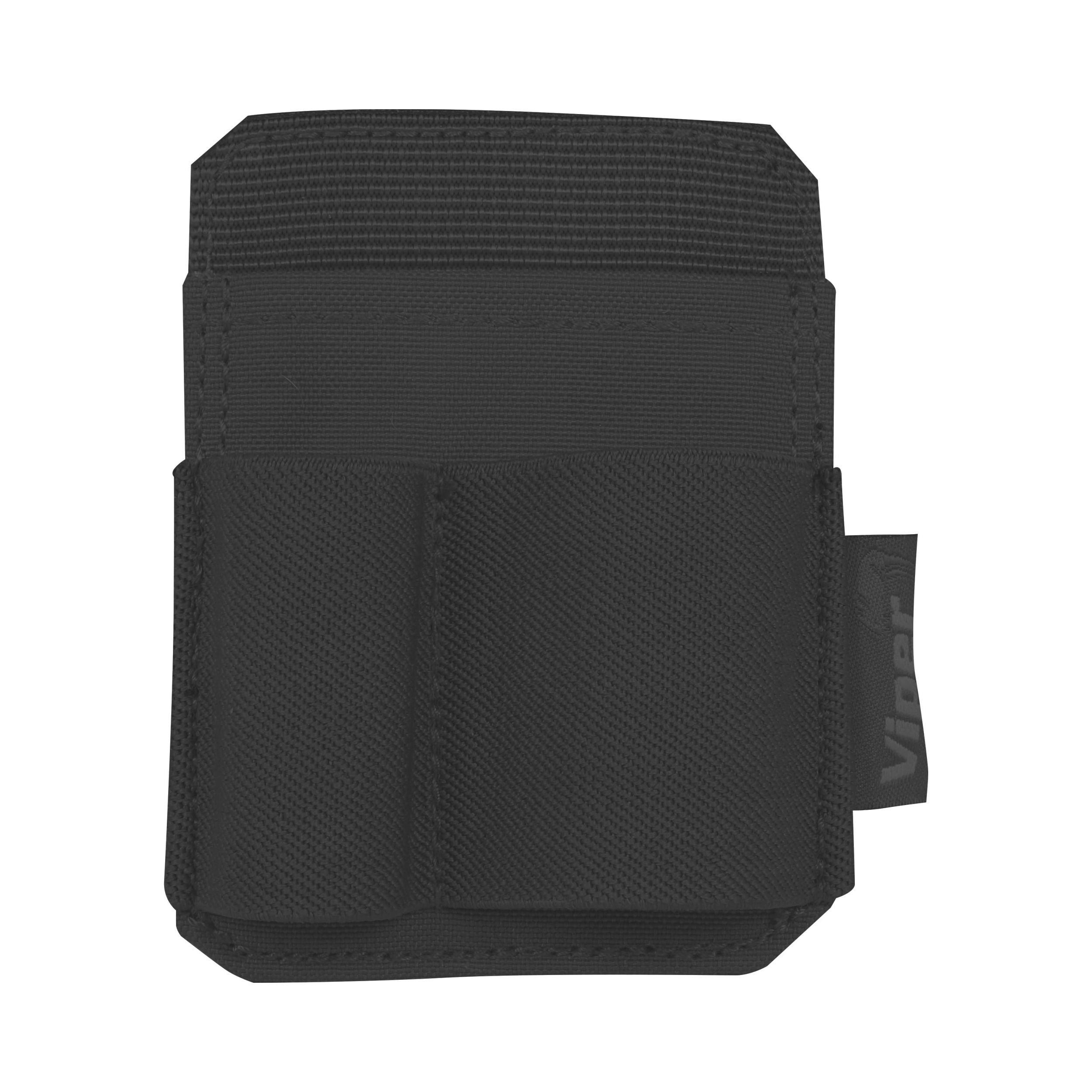 Funda VELCRO negra con ojales elásticos y bolsillo plano, 10 x 7,5 cm