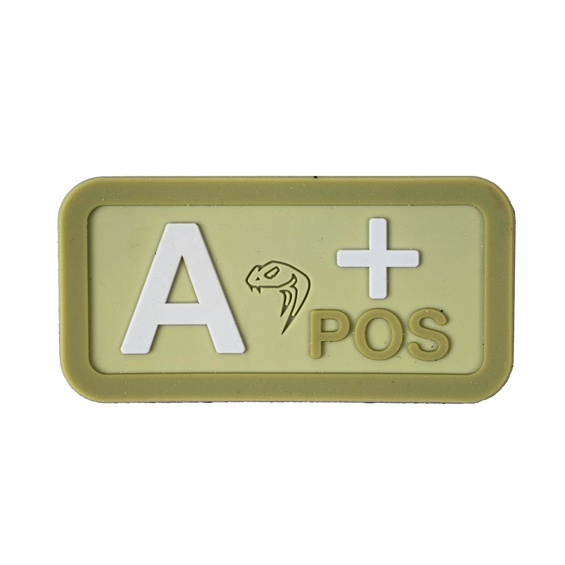 Parche 3D plástico A+ con velcro, indicador de grupo sanguíneo, 50 x 25 mm