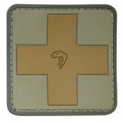 Parche 3D de plástico con cruz central y respaldo velcro, aprox. 50 x 50 mm