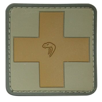 Parche 3D de plástico con cruz central y respaldo velcro, aprox. 50 x 50 mm