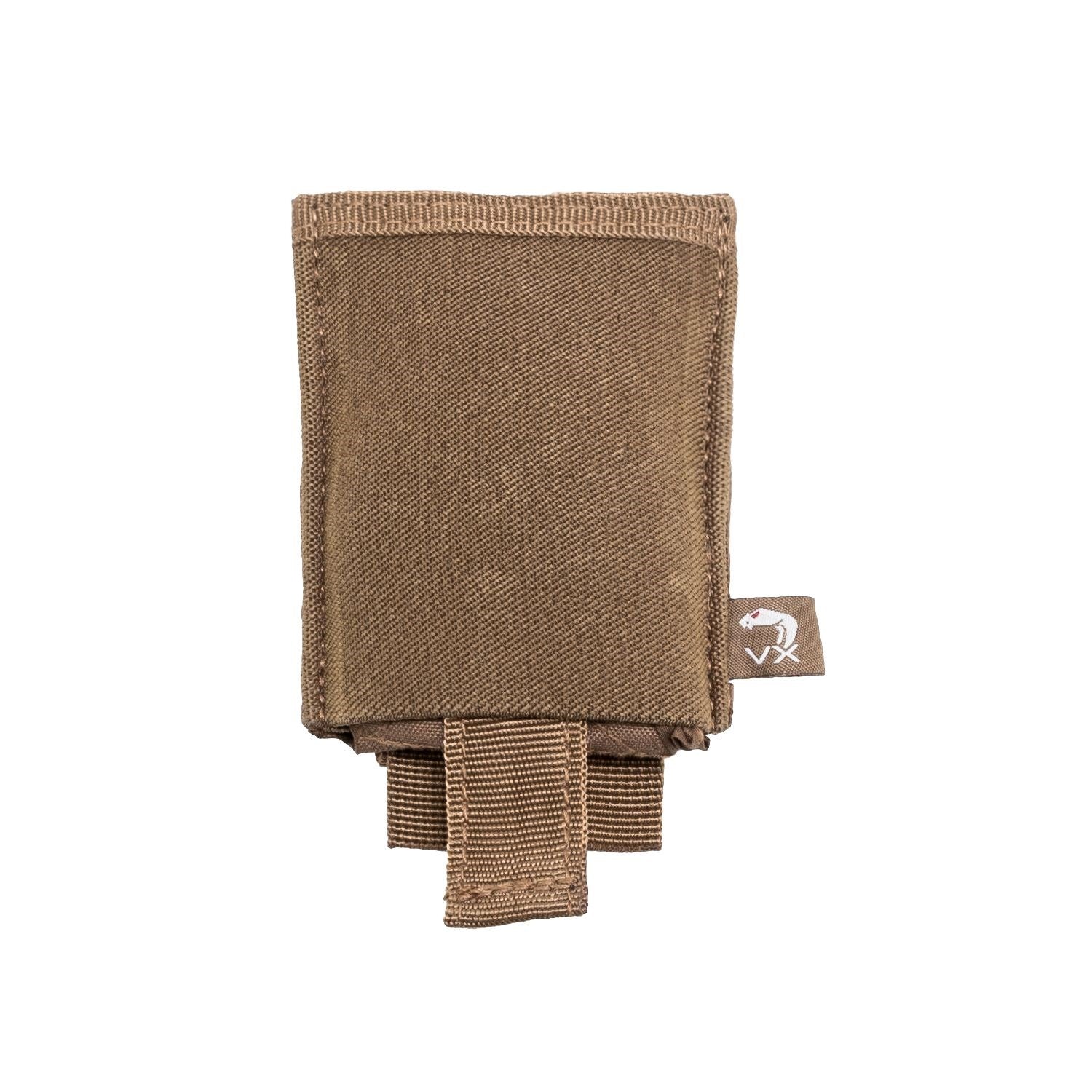 Bolsa VX STUFFA negra mostrada con compatibilidad MOLLE/PALS para recogida de cargadores vacíos