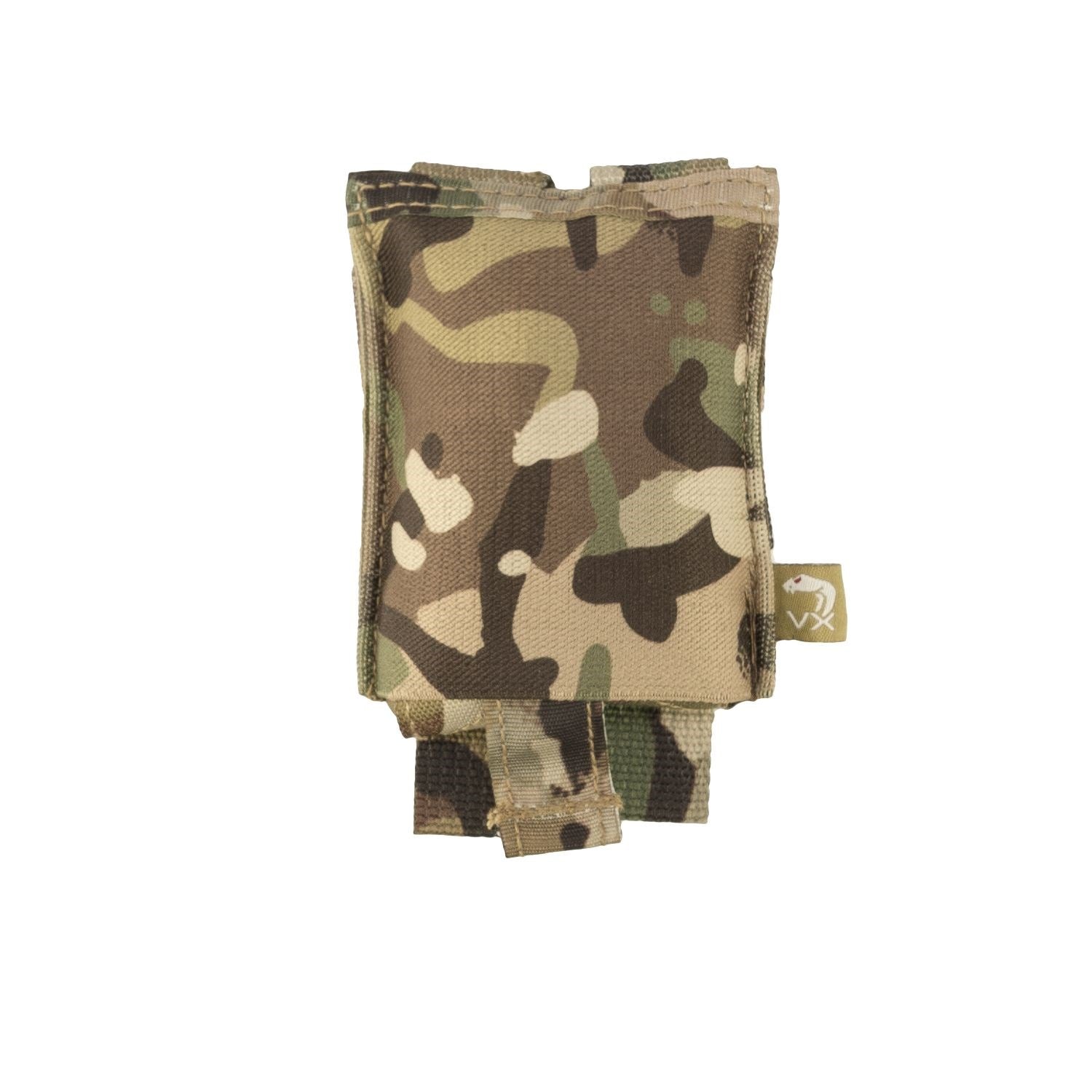 Bolsa VX STUFFA negra mostrada con compatibilidad MOLLE/PALS para recogida de cargadores vacíos
