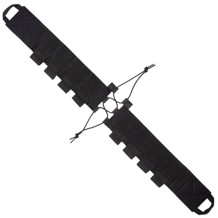 Cinturón elástico negro para cargadores con hasta ocho compartimentos ajustables.