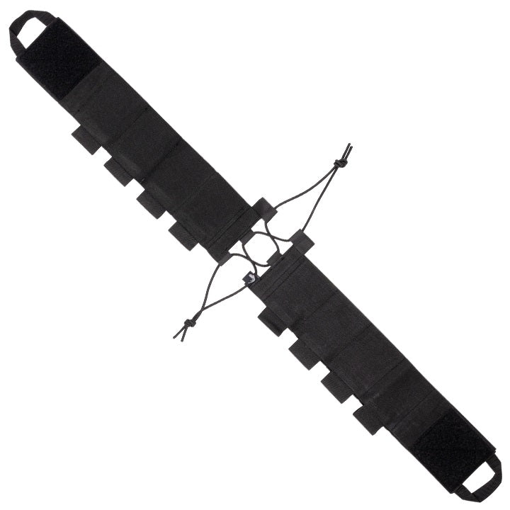Cinturón elástico negro para cargadores con hasta ocho compartimentos ajustables.