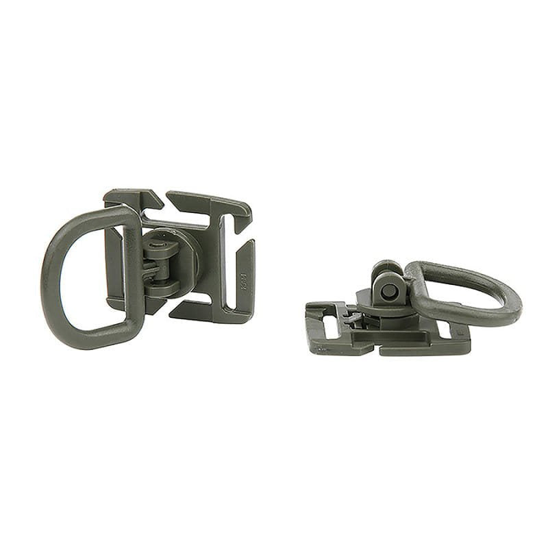 Adaptador MOLLE anilla D giratoria de plástico negro, 2 unidades