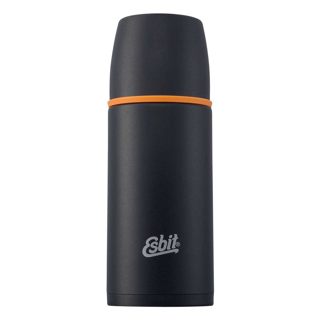 Termo de acero inoxidable 500 ml negro con dos cierres y acabado mate antideslizante