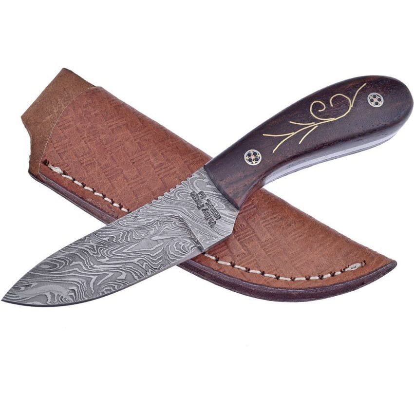 Cuchillo SKINNER ROSEWOOD con hoja de damasco y funda