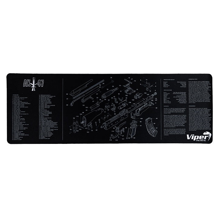Alfombrilla de goma negra con diagrama del AK-47 - 89 x 29 cm