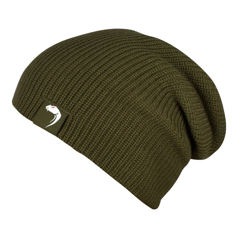 Gorro BOB tejido en acrílico negro con logo Viper en el dobladillo