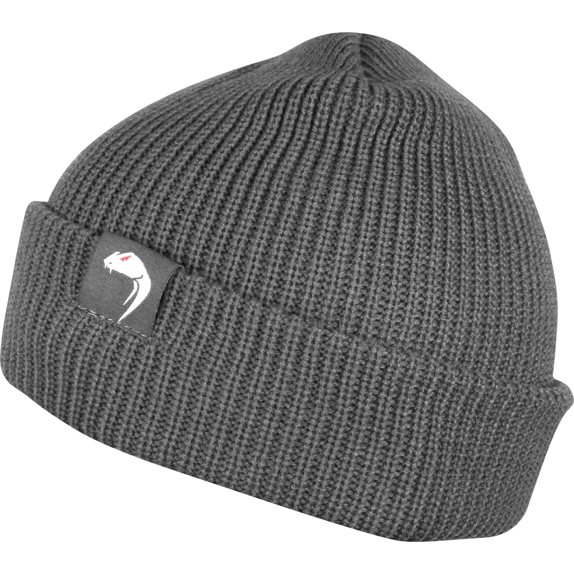 Gorro BOB tejido en acrílico negro con logo Viper en el dobladillo