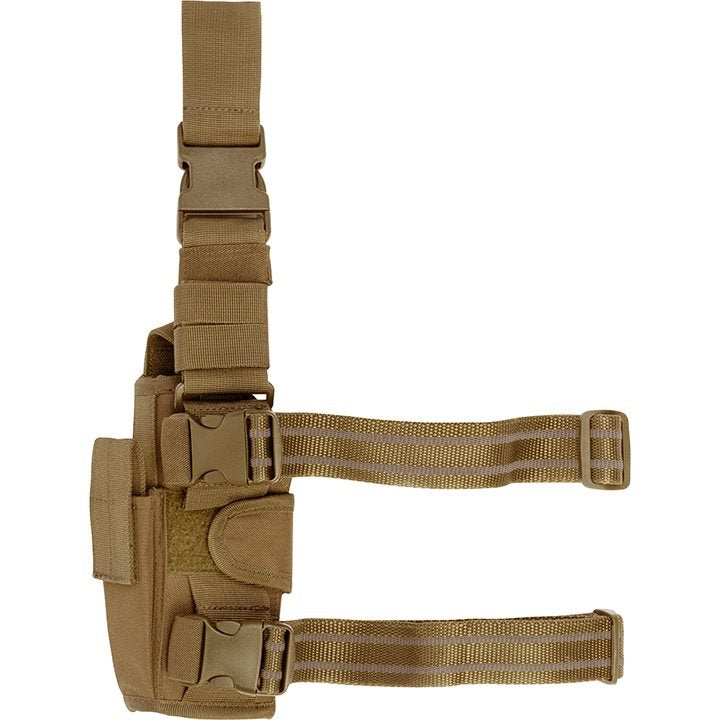 Funda de pistola ajustable Uni muslera negra con camuflaje, cierre con broche y correas ajustables