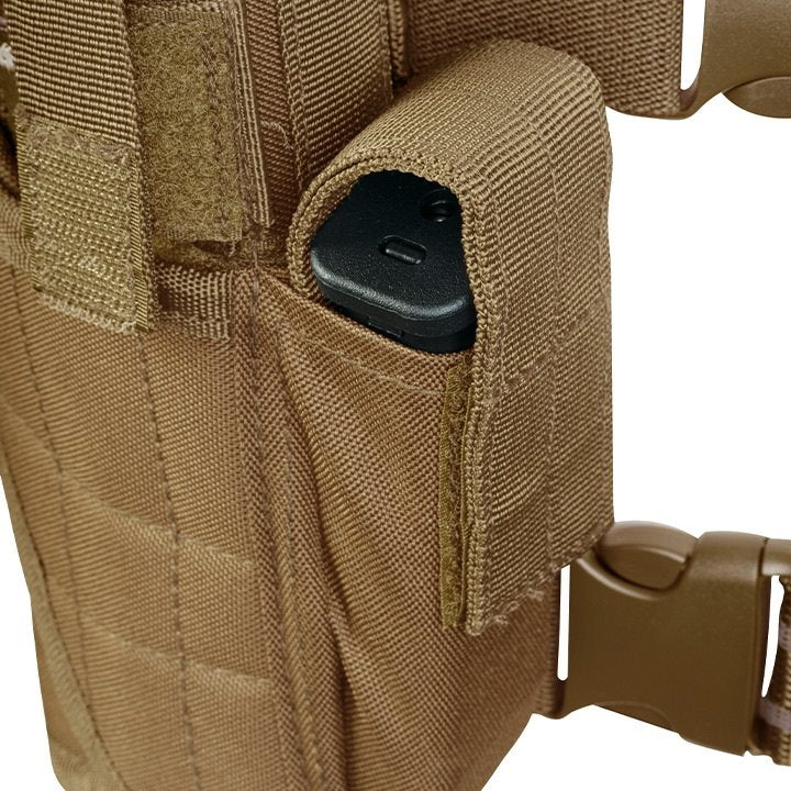 Funda de pistola ajustable Uni muslera negra con camuflaje, cierre con broche y correas ajustables
