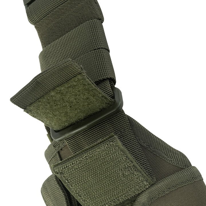 Funda de pistola ajustable Uni muslera negra con camuflaje, cierre con broche y correas ajustables