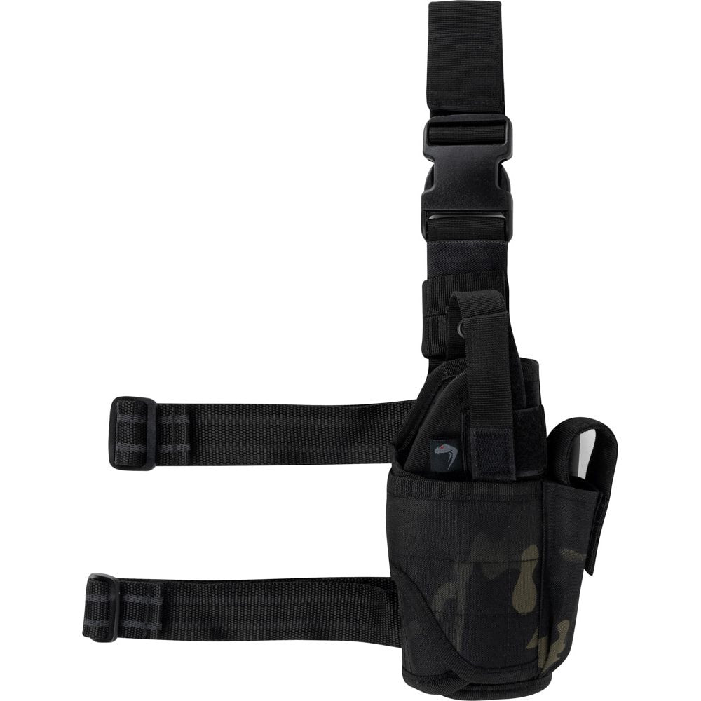 Funda de pistola ajustable UNI muslera negra con correas y cierre con broche FASTEX