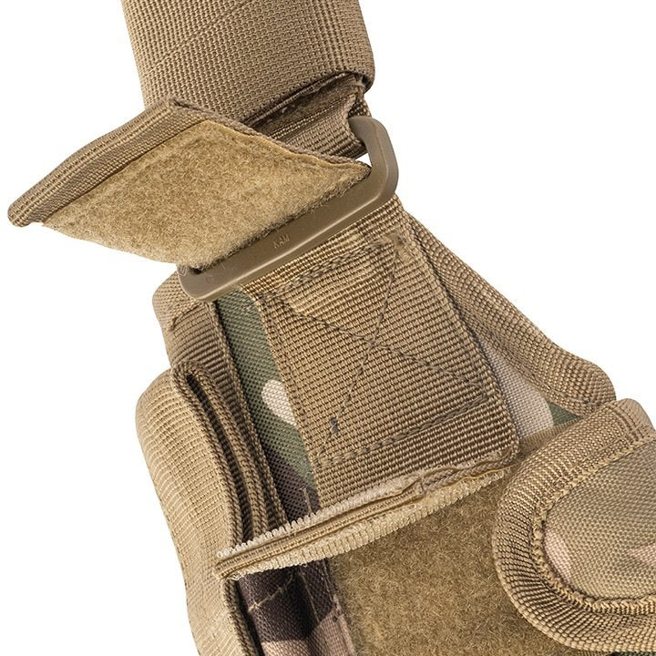 Funda de pistola ajustable Uni muslera negra con camuflaje, cierre con broche y correas ajustables