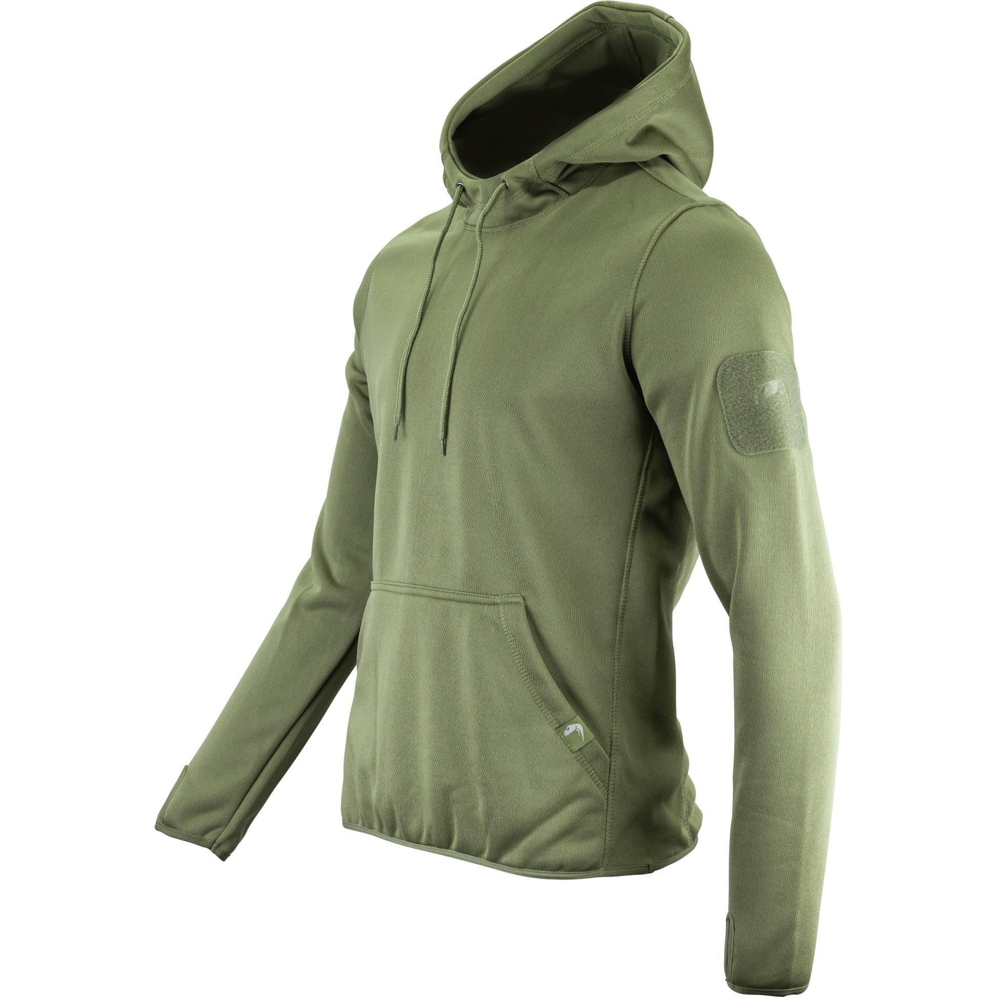 Sudadera ARMOUR verde con capucha, bolsillo canguro y paneles VELCRO