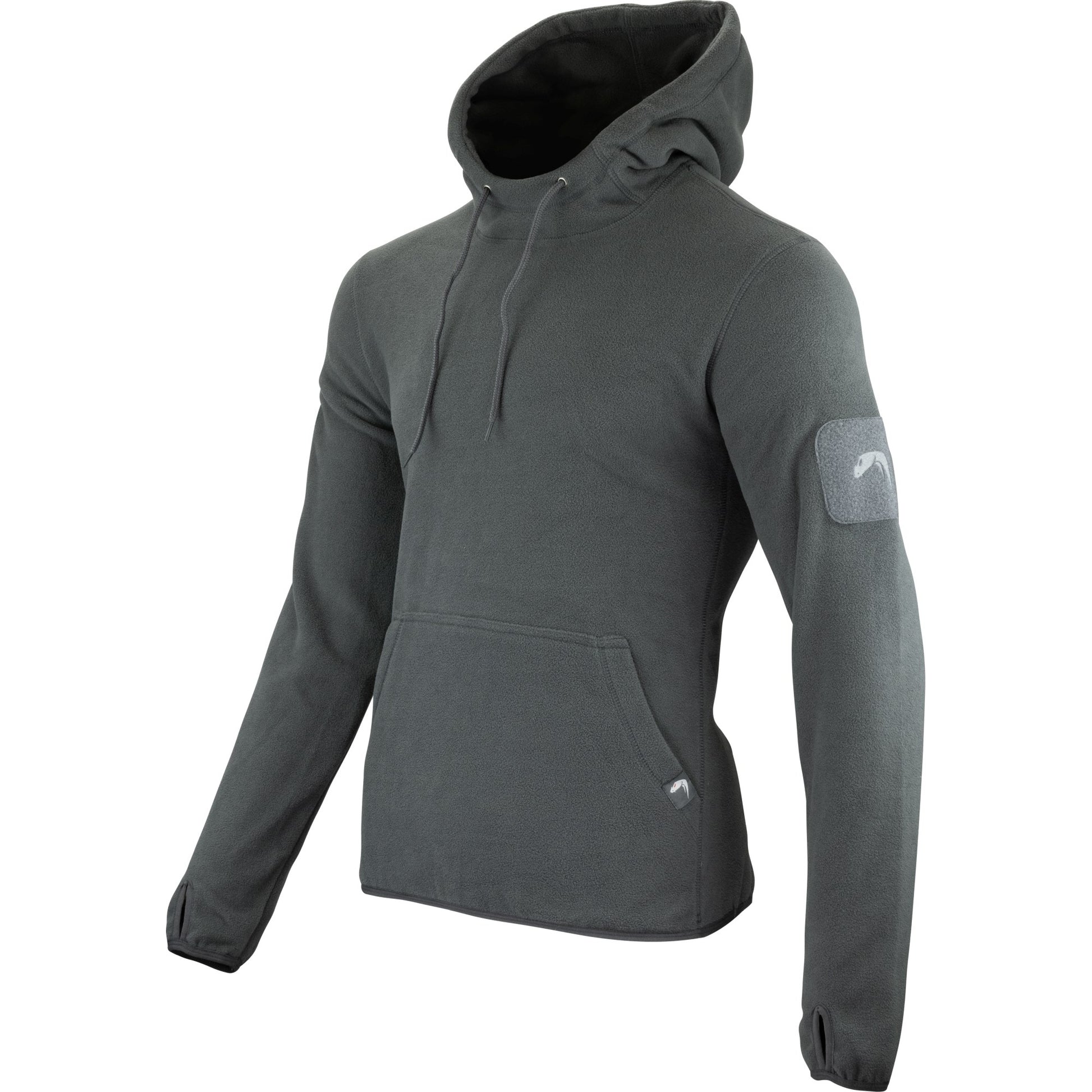 Sudadera FLEECE VIPER Titanium gris con capucha, bolsillo canguro, paneles VELCRO en mangas y aberturas para pulgares