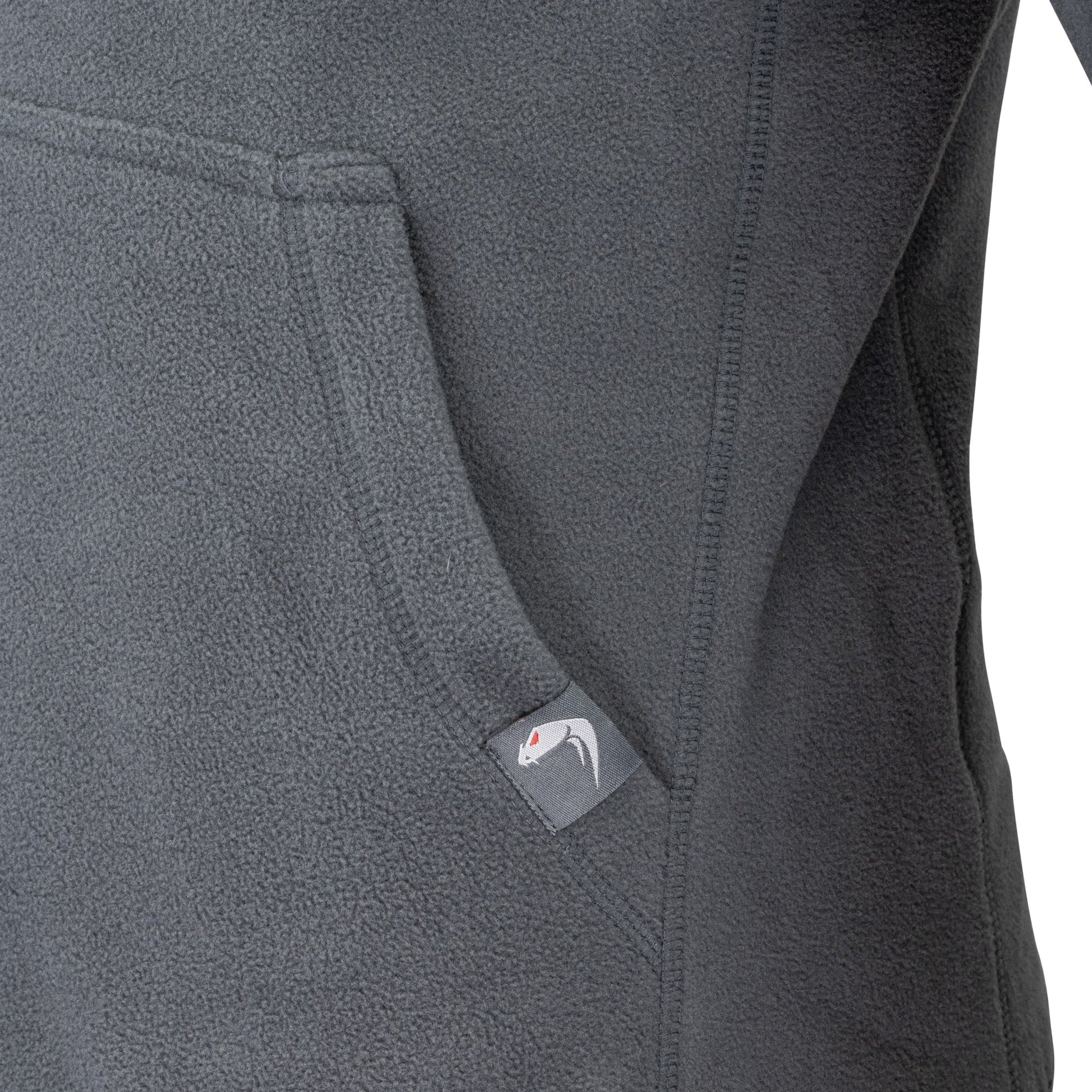 Sudadera FLEECE VIPER Titanium gris con capucha, bolsillo canguro, paneles VELCRO en mangas y aberturas para pulgares