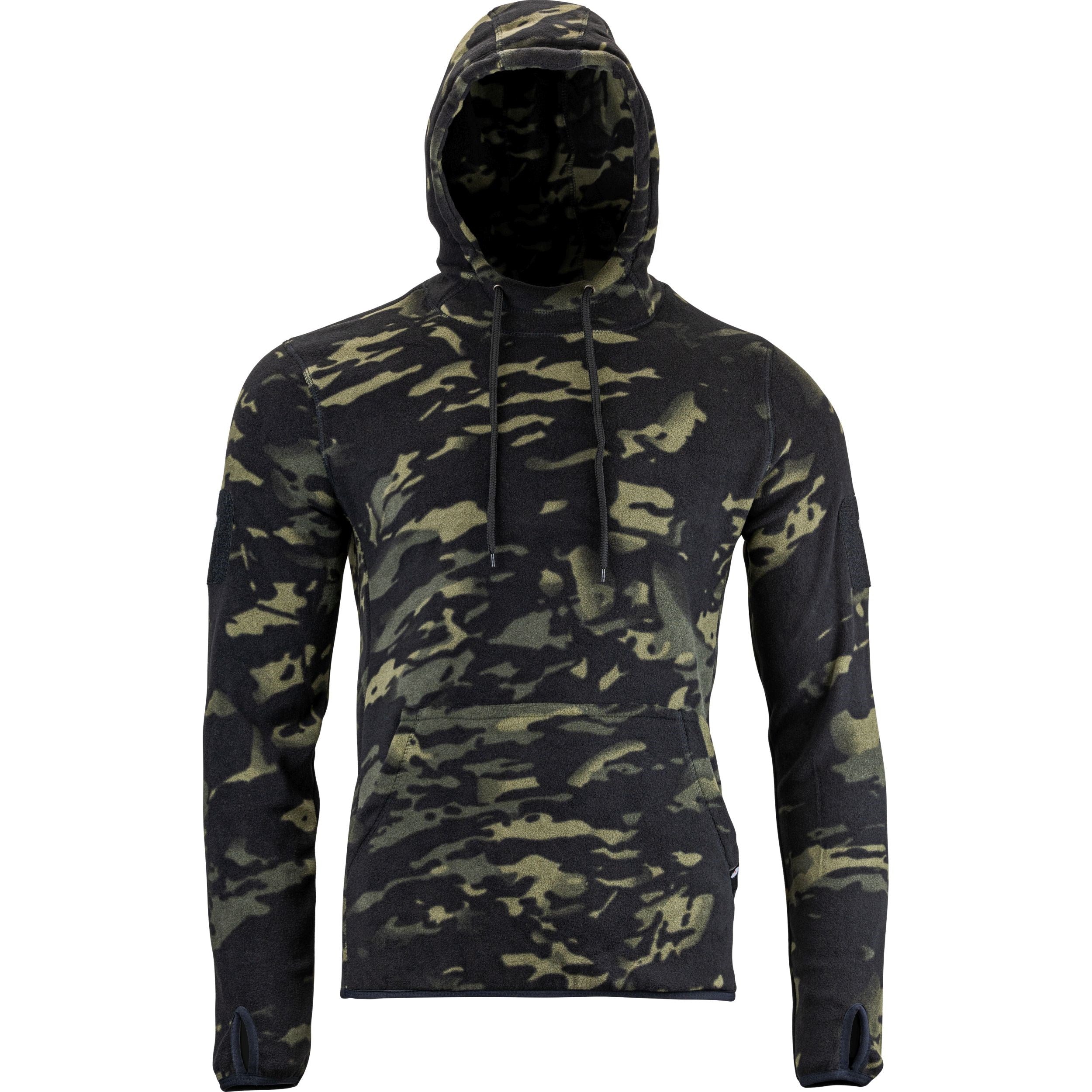 Sudadera fleece VIPER VCAM BLACK con capucha, bolsillo frontal y paneles Velcro