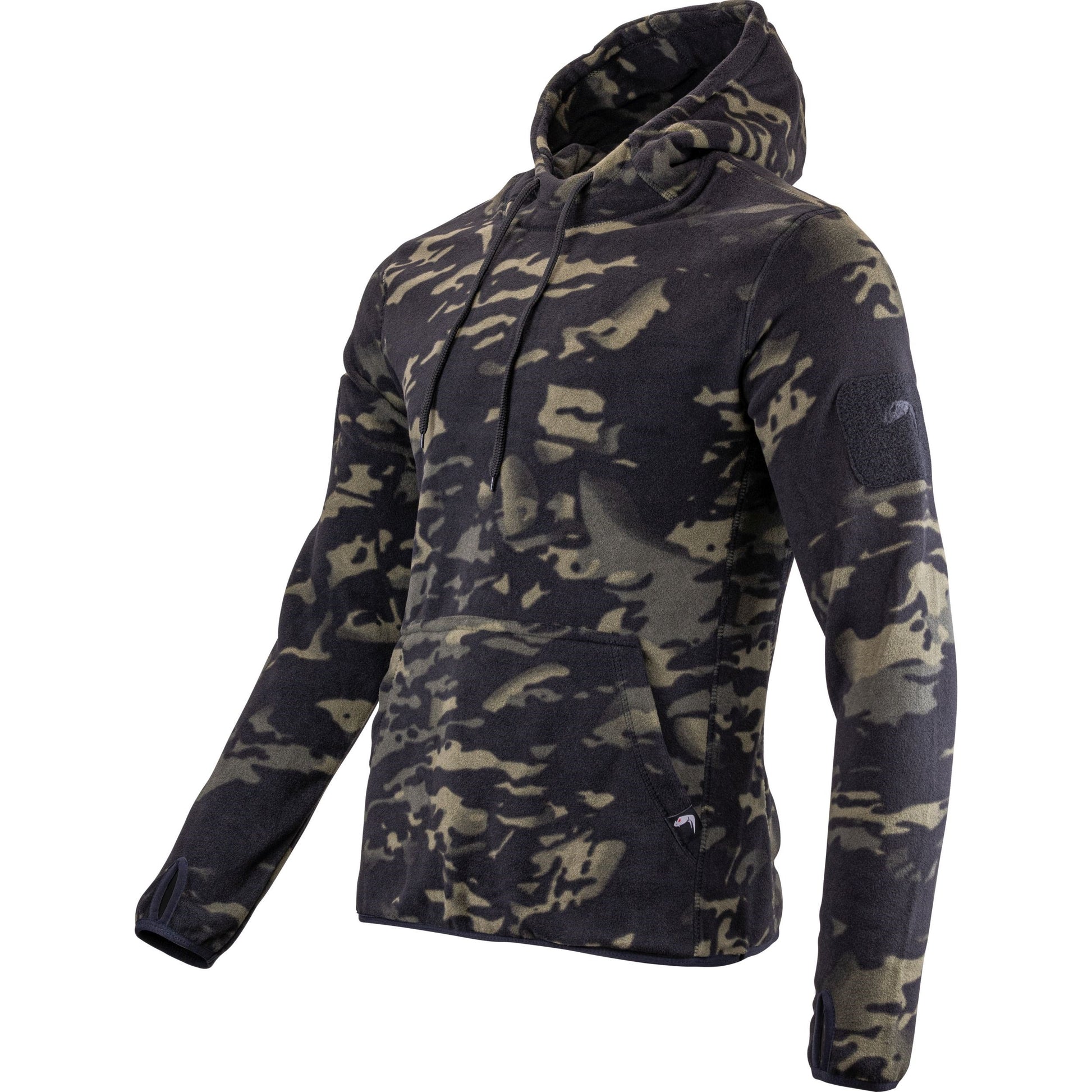 Sudadera fleece VIPER VCAM BLACK con capucha, bolsillo frontal y paneles Velcro