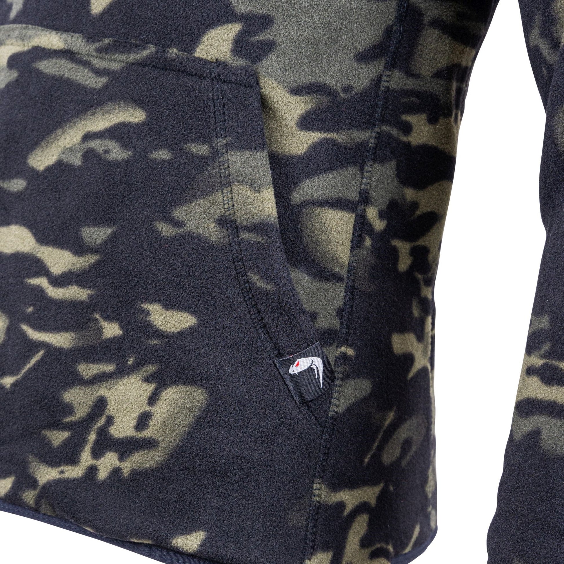 Sudadera fleece VIPER VCAM BLACK con capucha, bolsillo frontal y paneles Velcro