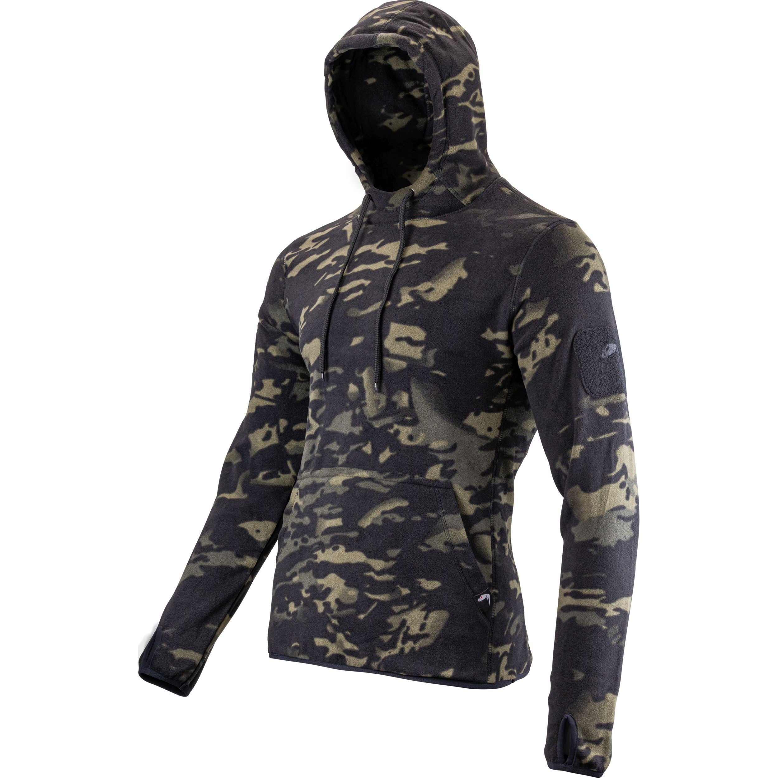 Sudadera fleece VIPER VCAM BLACK con capucha, bolsillo frontal y paneles Velcro