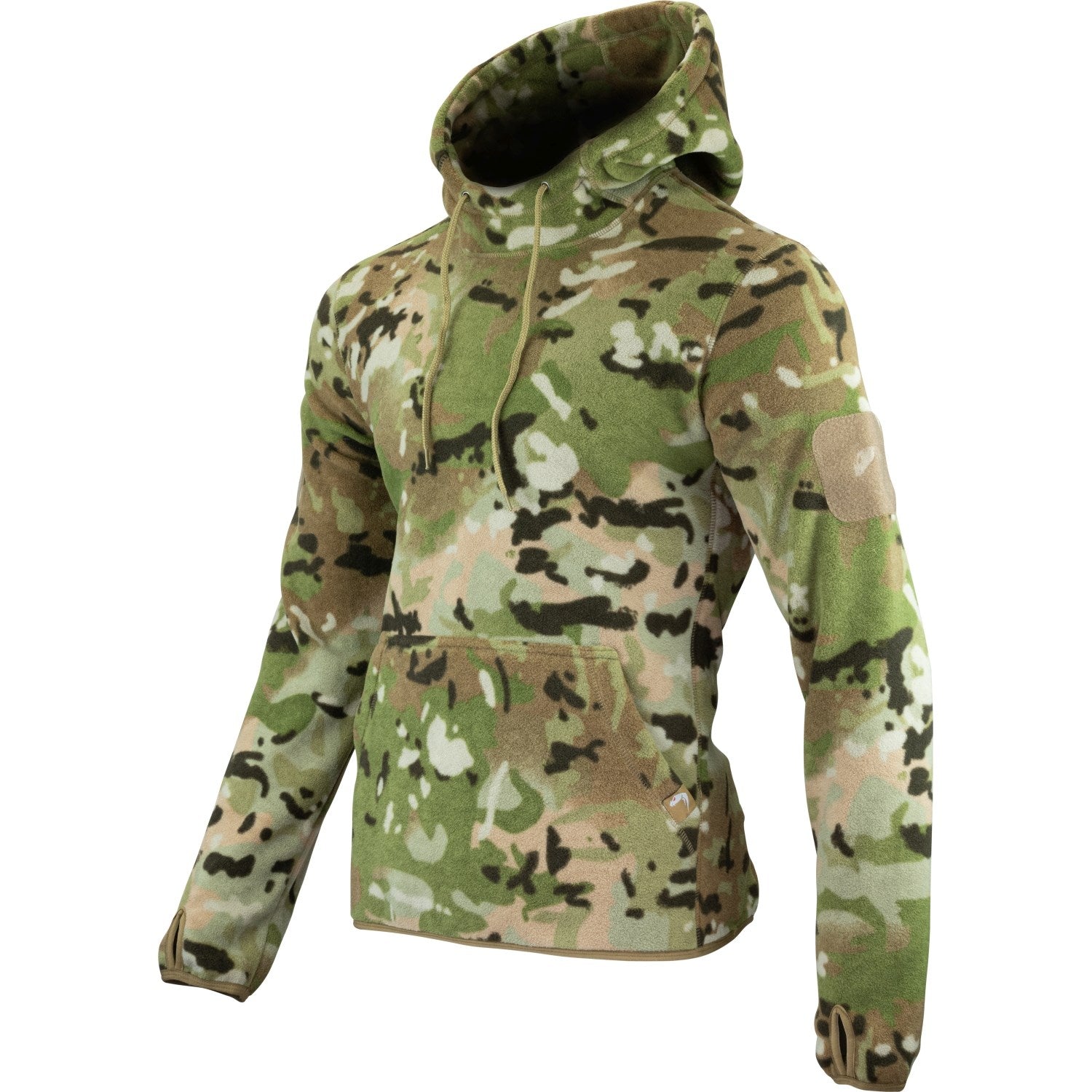 Sudadera polar VIPER VCAM BLACK con capucha, bolsillo frontal, velcro en mangas y orificio para pulgares