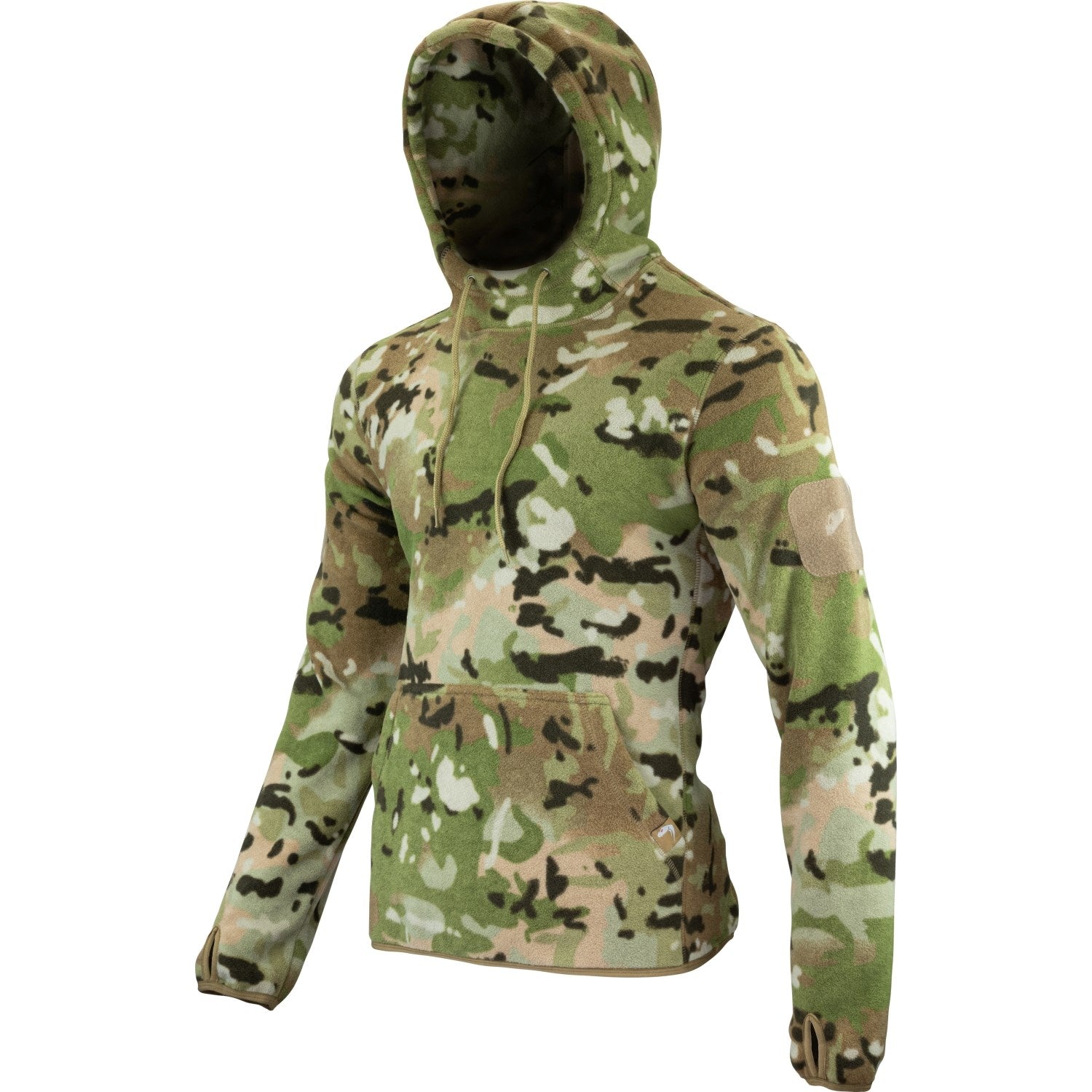 Sudadera polar VIPER VCAM BLACK con capucha, bolsillo frontal, velcro en mangas y orificio para pulgares