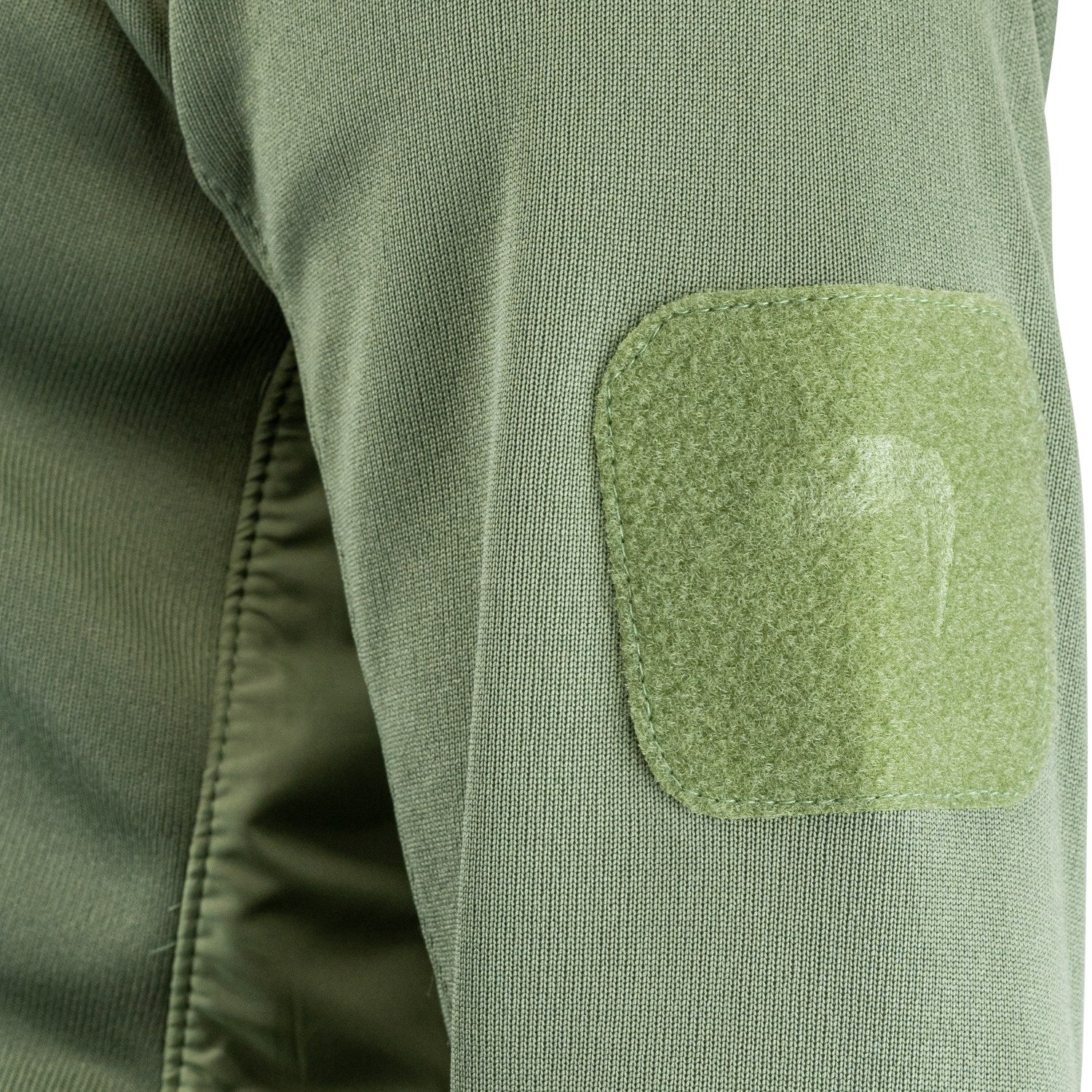 Sudadera STORM fleece verde con capucha ajustable, bolsillos y paneles VELCRO