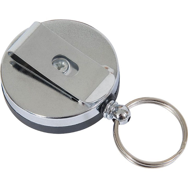 Cordon enrollable cromado para llaves, diametro 4 cm, longitud aprox. 60 cm