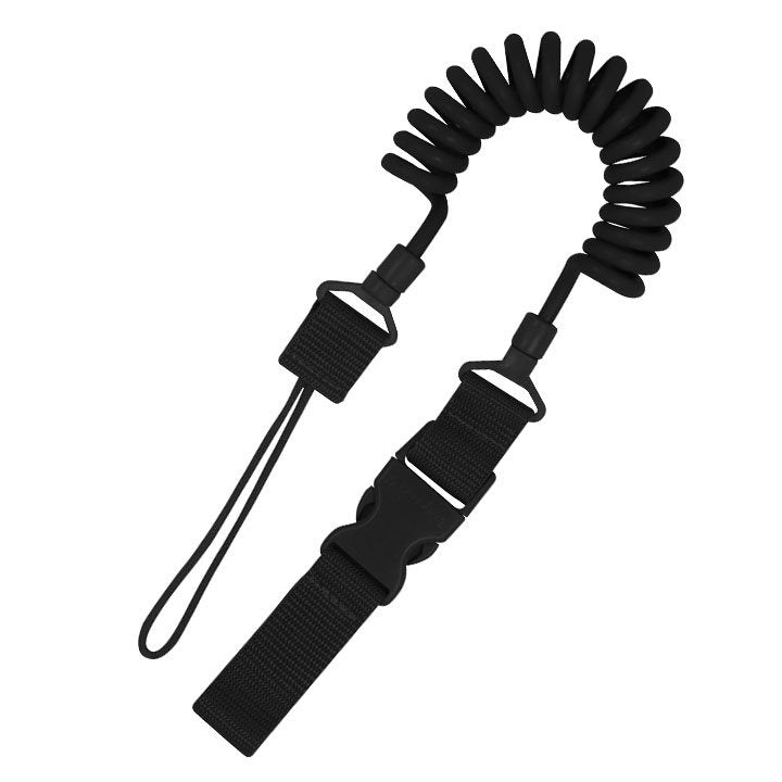 Cordón espiral de seguridad FASTEX negro para arma, cable de acero recubierto y 600D CORDURA