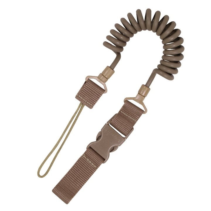 Cordón espiral de seguridad FASTEX negro para arma, cable de acero recubierto y 600D CORDURA