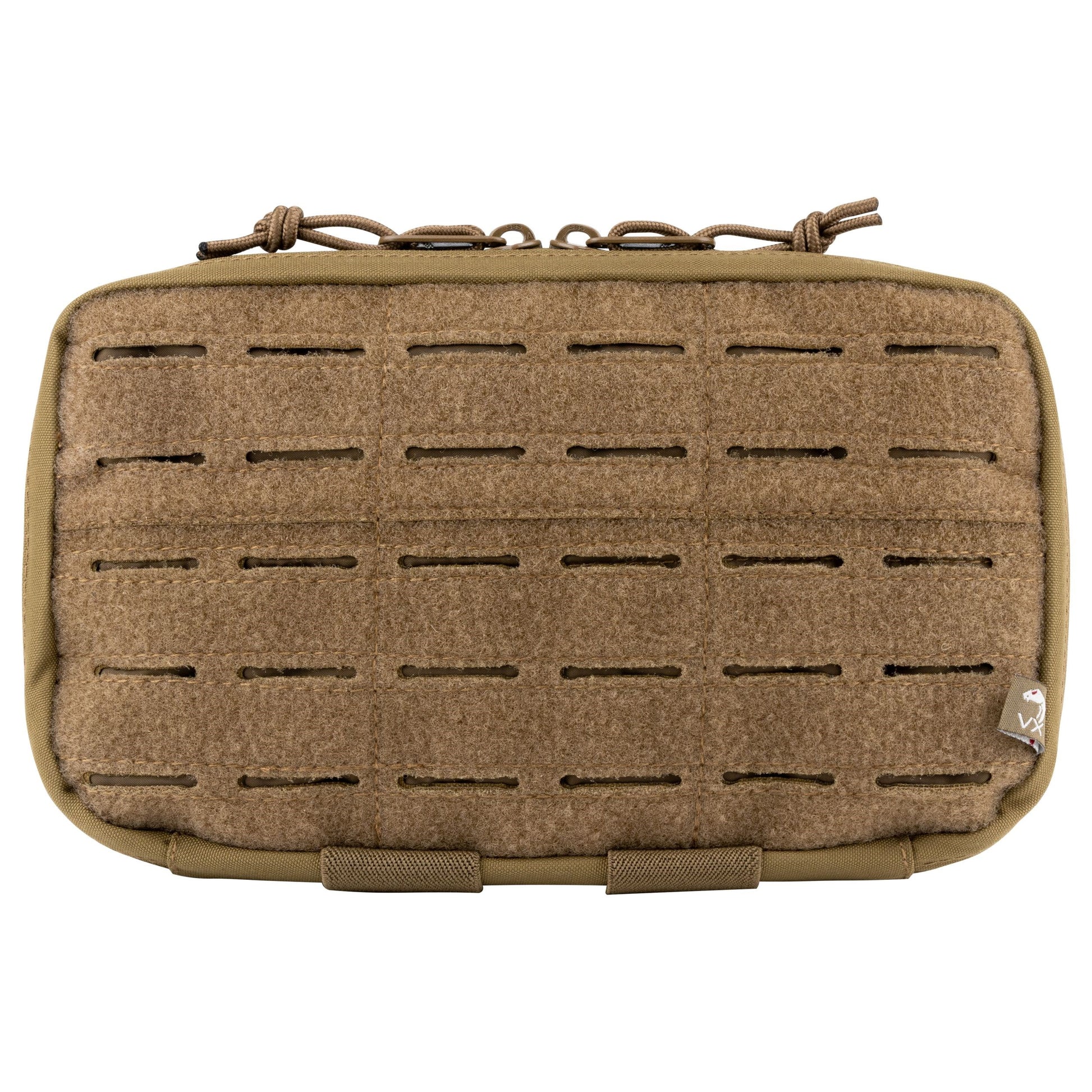 Funda VX COYOTE de Viper mostrando anclajes MOLLE/PALS exterior e interior y solapa administrativa desmontable