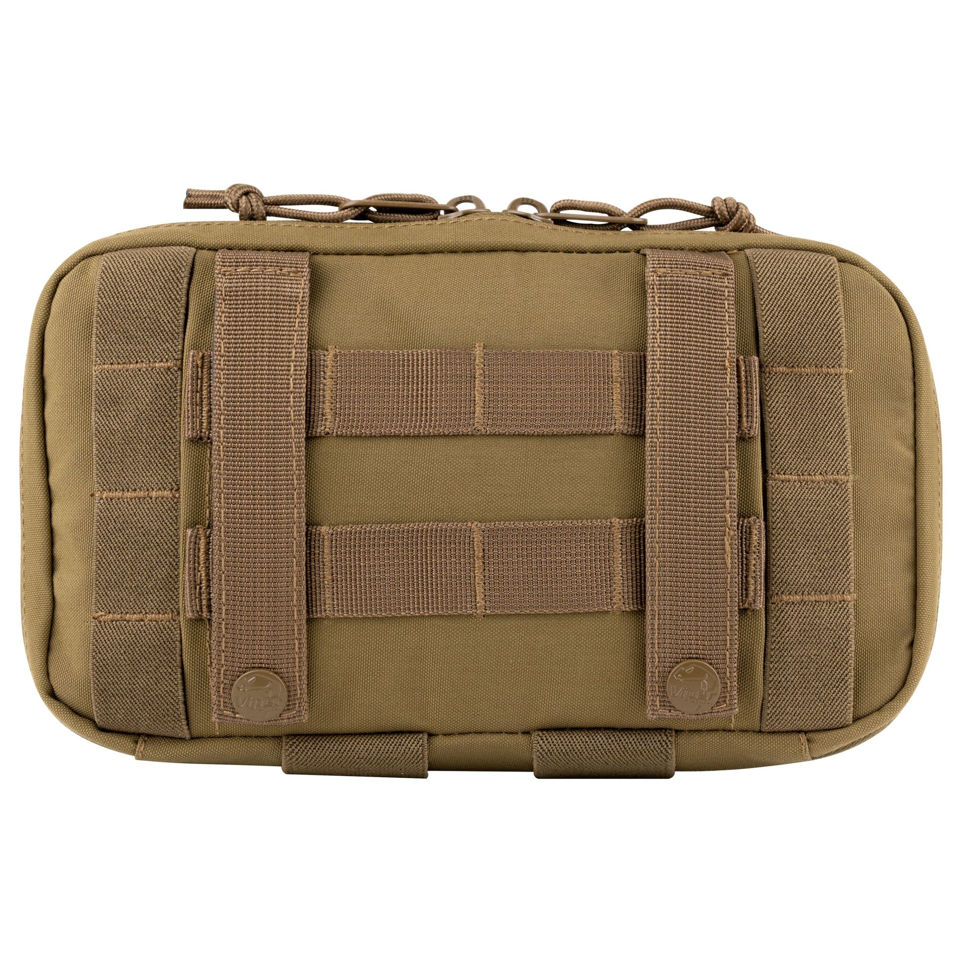Funda VX COYOTE de Viper mostrando anclajes MOLLE/PALS exterior e interior y solapa administrativa desmontable