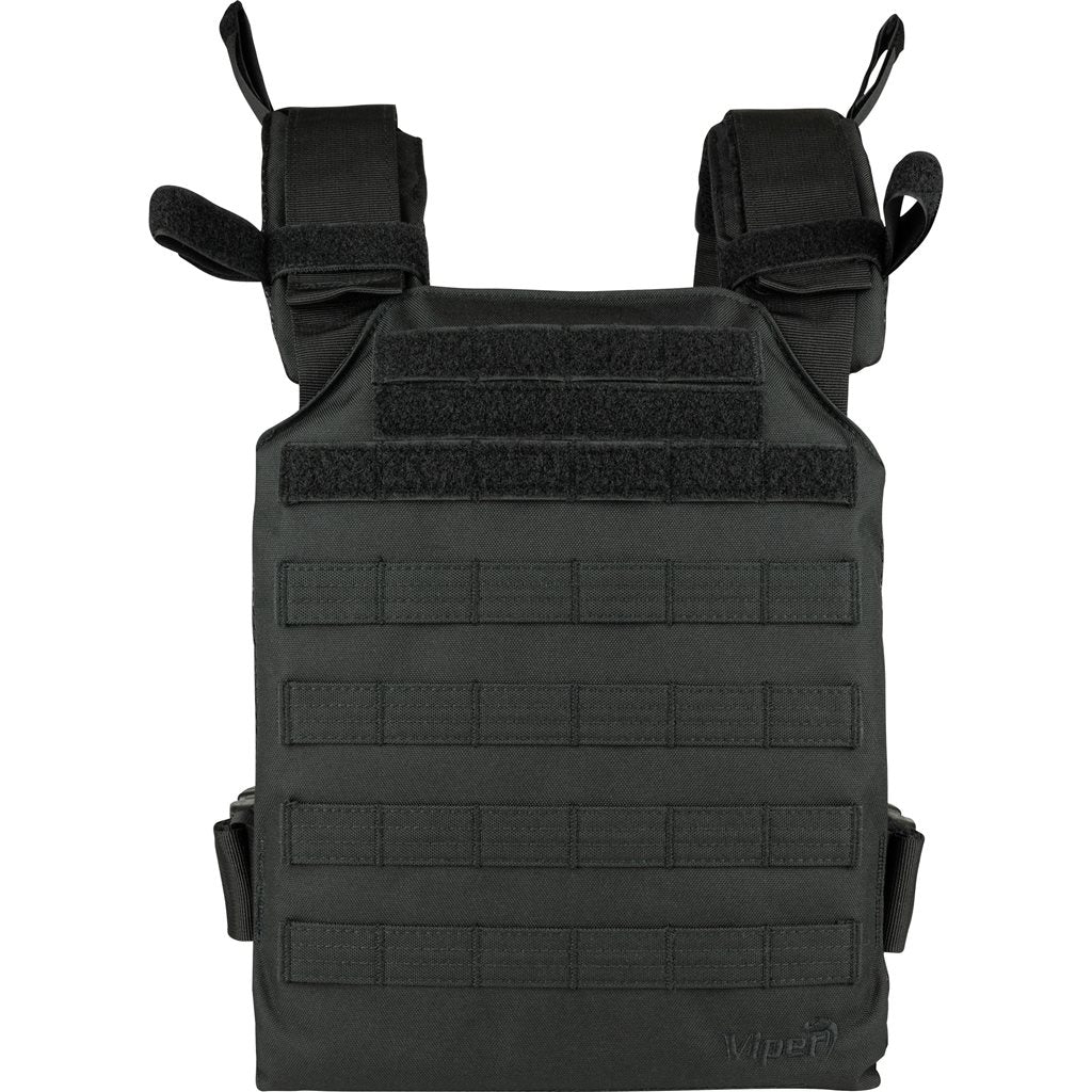 Vesta Portaplacas Elite Carrier Negro en 600D Cordura, modular frontal y trasero